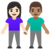 woman and man holding hands, light skin tone, medium skin tone